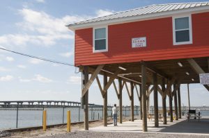 USA:  Louisiana, the Atchafalaya Basin, Grand Isle, bayside homes on stilts