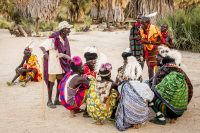 Africa:  Kenya; North Rift District, Turkana Land, Eliye Springs on Lake Turkana, Eliye Springs Resort, Turkana Dancers, MR