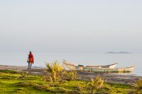 Africa:  Kenya; North Rift District, Turkana Land, Eliye Springs on Lake Turkana, Eliye Springs Resort, beach at sunrise, PR
